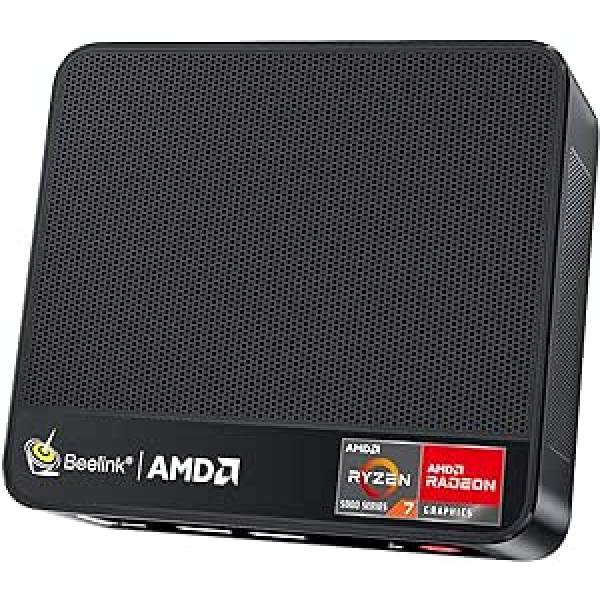 Beelink Mini dators, AMD Ryzen 7 5700U (8C/16T, līdz 4,3 GHz), 16 GB DDR4 RAM 500 GB NVMe SSD, SER5 Pro Mini galddatoru atbalsts 4K @ 60 Hz trīskāršs displejs/WiFi6/BT5.2/HDMI/DP/Type- C