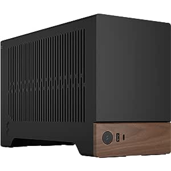 Fractal Design Terra Graphite - Wood Walnut Front Panel - Small Form Factor - mITX Gaming case – PCIe 4.0 Riser Cable – USB Type-C - Anodized Aluminum Panels