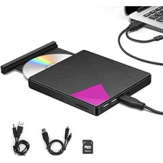 External CD DVD Drive, Cocopa Portable Type-C USB 3.0 Slim, RW Burner SD Card Reader Super Drive High Data Transfer for Laptop, Desktop Mac, iOS, Windows 10/8/7/XP/Linux