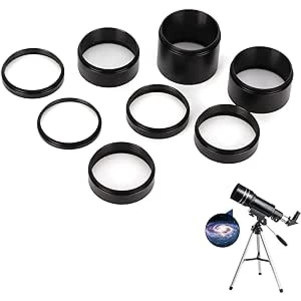 8pcs/set 3/5/7/10/12/15/20/30mm astronomical extension tube kit, telescopic adapter ring, lens extension tubes to extend the length of the main mirror of the astronomical telescope