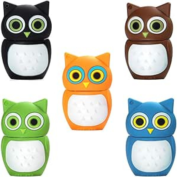 USB Flash Drive 16GB Pack of 5 BorlterClamp Memory Stick Cute Owl Pattern Gift for Students Kids