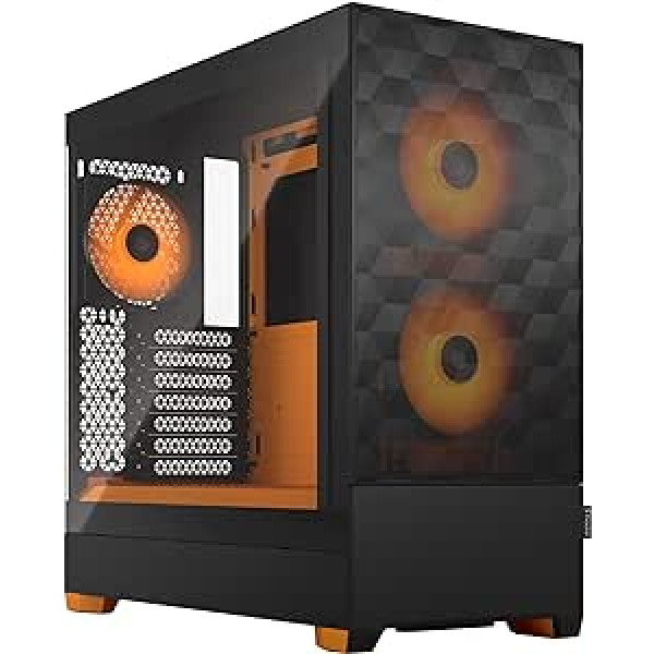 Fractal Design Pop Air RGB oranžs kodols - rūdīta stikla caurspīdīga nokrāsa - šūnveida sieta priekšpuse - TG sānu panelis - iekļauti trīs 120 mm Aspect 12 RGB ventilatori - ATX High Airflow Mid Tower datora spēļu futrālis