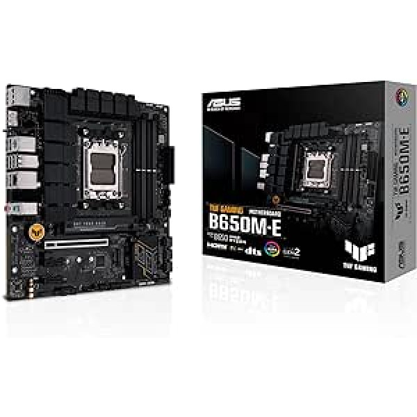 ASUS TUF Gaming B650M-E AMD mATX mātesplate 8+2 DrMOS DDR5, PCIe 5.0, 2 M.2 sloti, Ethernet Realtek 2.5 GB, 2 DisplayPort, HDMI, USB Type-C, divvirzienu AI trokšņu samazināšana un Aura sinhronizācija