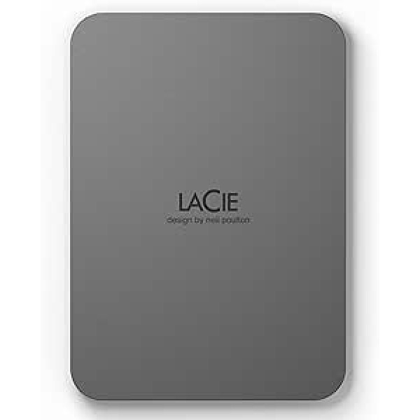 LaCie MOBILE DRIVE Secure 5TB pārnēsājams ārējais cietais disks 2,5 collu Mac un PC Space Grey Ietver 2 gadu glābšanas dienesta modeļa Nr. STLR5000400