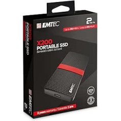 Emtec ECSSD2TX200 Portable SSD - 3.1 Gen1 - X200 Power Plus Collection - 3D NAND - 2 Tera