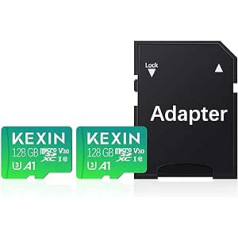 KEXIN 128GB Micro SD Card Pack of 2 MicroSDXC Memory Card + SD Adapter for Action Camera GoPro Drone and Tablet, Read Speed up to 95MB/s, 4K UHD Video Recording TF Card, C10, U3, A1, V30