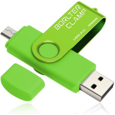 BorlterClamp 128 GB OTG Memory Stick Dual USB Flash Drive, Thumb Drive with Micro USB Drive Port for Android Smartphone Tablet & Computer (Green)