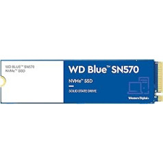 WD Blue SN570 NVMe SSD iekšējais 1TB (radošiem profesionāļiem, 1 mēneša dalība pakalpojumā Adobe Creative Cloud, M.2 2280 PCIe Gen3 x 4 NVMe SSD, lasīšanas ātrums līdz 3500 MB/s, informācijas panelis)