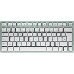 CHERRY KW 7100 Mini BT kompakta vairāku ierīču tastatūra ar 3 Bluetooth® kanāliem vācu izkārtojums (QWERTZ) plakans dizains ar somiņu, agave zaļu