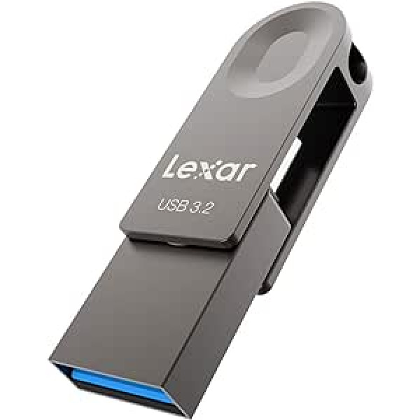 Lexar USB 3.2 Stick 128GB, Gen 1, USB C & USB A, Read Speed up to 100MB/s, Supports OTG, Metal Storage for PC, Laptop, Car, TV, Smartphone Type C, Android