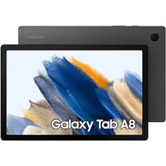 Samsung Galaxy Tab A8, Android planšetdators, WiFi, 7040 mAh akumulators, 10,5 collu TFT displejs, četri skaļruņi, 32 GB/3 GB RAM, planšetdators pelēkā krāsā