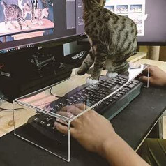 Anti-Cat Clear Acrylic Keyboard Cover, Prevent Cats from Touching the Keyboard, Keyboard Cat Protection, Acrylic Keyboard Cover, Monitor Stand Acrylic Screen Stand