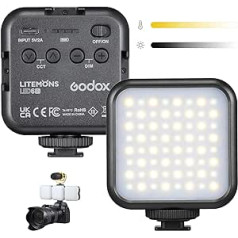 GODOX LITEMONS LED6Bi LED divu toņu video lampa, 3200K-6500K, CRI95 gaisma, uzlādējama ar litija akumulatoru filmēšanai, tiešraidei, mikrofilmēšanai un ierakstīšanai