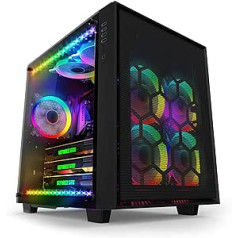 anidees AI Crystal Cube Mesh priekšējais panelis AR V3 EATX/ATX datora spēļu futrālis ar 5 RGB PWM ventilatoriem / 2 LED sloksnēm — melns