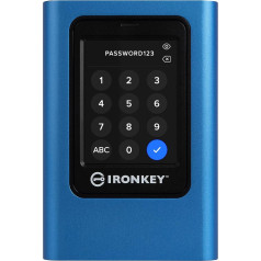 Kingston IronKey Vault Privacy 80 ārējais SSD — FIPS 197 sertificēts un XTS-AES 256 bitu šifrēts IKVP80ES/960G, 960 GB, zils