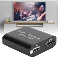 HDMI video tveršanas karte, 4K 1080P spēļu tveršanas kartes atbalsta šifrēšanas karte USB 2.0, Loop Out Capture karte VLC, OBS, Amcap utt.