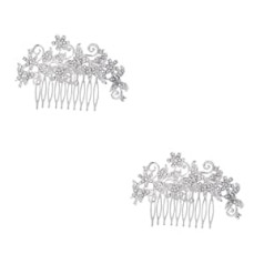 Housoutil 2gab Kristāla matu ķemme Rhinestone Comb Matu ķemme ar Rhinestone Rhinestone galvassegu Parūka Tiara Matu ķemme Slide Clip Hairpiece Matu ķemme Clip Sakausējums Galvassegas Matu Aksesuāri Līgava