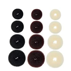 Frcolor 12gab Bud Hair Circle Donut Bun Maker matu sprādzes sievietēm Metāla matu sprādzes sievietēm Donut Shaper Kaklasaite matu burbuļi Modelēšana Ķīmiskā Šķiedra Miss France