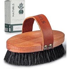 Naturls ® Energy Dry Brush [Ražots Vācijā] - Klostera suka, ieskaitot uzklāšanas un kopšanas padomus - Ķermeņa suka, kas izgatavota no FSC dižskābarža koka, zāles iepakojumā - Augstas kvalitātes sari, kas izgatavoti no zirga astriem un