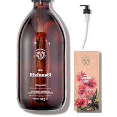 Bionoble organiskā rīcineļļa, 500 ml, 100% tīra, dabīga un auksti spiesta, skropstām, uzacīm, matiem, bārdai, nagiem, vegāniska un bez cietsirdības, stikla pudele + sūknis