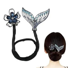 ‎Klouyhty Rhinestone Flower matu sprādze, Ins Style Elegant Lazy Hair Curling, Lazy Hair Curling Bun Clips, Flows Deft Bun Maker, Deft Bun Hair Twister Flower (H)