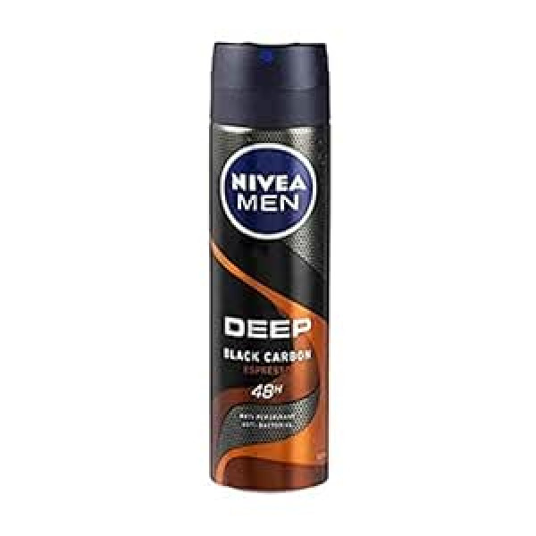 Nivea Men Дезодорант-спрей Deep Black Carbon Dark Espresso Antiperspirant 150 мл Упаковка из 6 шт.