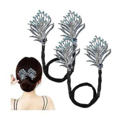 Depploo Eleganti slinki matu ruļļi franču frizūra matu bulciņa Crystal Hair Bun Maker Elegant Flower Lazy ruļļi Bun Hair Aksesuāri DIY matu veidošana (spalva, 2 iepakojumi)