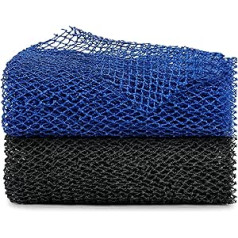 Bhytaki African Bath Sponge Net, Long Premium Exfoliating Nylon Net, Daily Back Mesh Sponge Body Scrub, Shower Net (Black, Blue) 2 Pack