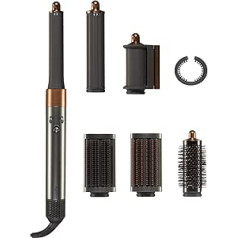 Dyson Airwrap Complete Long Multi Hair Styler Niķelis/Varš, Iekļauti 6 stiprinājumi, Curler Hot Air, Krūšu garuma un garāki mati, Lokšķēres dažādi piederumi, Karstā gaisa suka, Fēnas suka