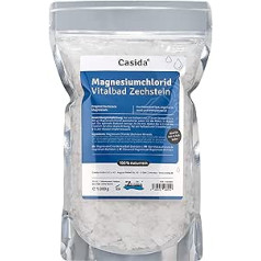 Casida Vital Bath с хлоридом магния 1000 г – Original Zechstein Mineral – Чистый натуральный гексагидрат хлорида магния для ванн или ванночек для ног – Подходит для магниевого масла