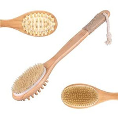 Nuoman Bath Brush with Long Handle - 100% Natural Boar Bristles & Wooden Massage Brushing - Effective for Wet and Dry Body Brushing - Suitable for Men and Women