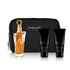 Mauboussin Set Prestige 2022 Elixir pour Elle Eau de Parfum 100 ml, Vērtīga duša 100 ml, Aromatizēts piens 100 ml un tualetes piederumu maisiņš