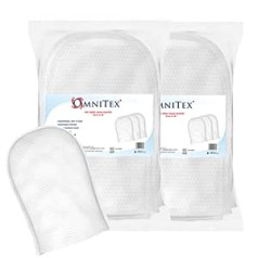 Omnitex vienreizlietojamie mazgāšanas dūraiņi sausai ķermeņa tīrīšanai, mīksti un biezi, izliekts, ergonomisks dizains, gulta vannā vai ārā, 2x50 gab.
