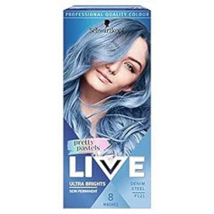 Schwarzkopf LIVE Pretty Pastels daļēji pastāvīga zila matu krāsa, noturīga līdz 8 mazgāšanas reizēm, džinsa tērauds P121