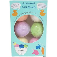 Mini U Mini U Bath Bombs, Pack of 6 for Kids - Bathtubs Gifts for Kids, Vegan and Cruelty Free - Ideal Christmas Stocking Filler, Bath Gift for Kids (Blue)