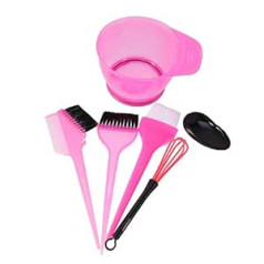 ‎Solustre Solustre Hair Colouring Set 6 Piece Professional Tool Dying Bowl Hair Dye Brush Ear Protection Hair Dyeing Accessories Home Hairdressing Shop Salon (Rosy)