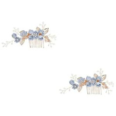 Beavorty Pack of 2 Girls Rhinestone Clips Franču adatu ķemme un matu modes dekorēšana Sieviešu slidkalniņš Retro kāzu banketu aksesuāri Dekors meiteņu sānu zieds ballītēm Aksesuāri ķemmes