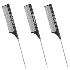 Boorika Hair Comb 100% Anti-Static Heat Resistant Lightweight Durable with Non-Slip Paddle and Stainless Steel Pintail for All Hair Types (Pack of 3)