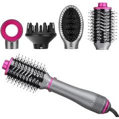 Sevenpanda Hair Dryer Hot Air Brush Set, and Volumiser Hot Air Styler Style 4-in-1 Hair Dryer Brush with Interchangeable Barrels, Drying Straightening Volume Styling Ionic for All Hair Types, Grey
