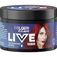 Schwarzkopf LIVE Color & Care matu maska, 5 minūšu izskalošanās krāsas pastiprināšana, daļēji pastāvīga sarkana matu krāsa, noturīga līdz 6 mazgāšanas reizēm, rubīnsarkana, 150 ml