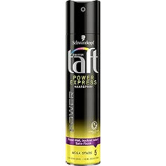 Taft Schwarzkopf 3 Weather Taffeta matu laka, Power Express Mega Strong Hold 5, iepakojumā 5 (5 x 250 ml)