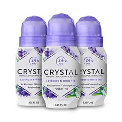 Crystal Deodorant Glass Esencia dezodorants rullītis — uz 2,25 unces lavandas/tējas baltuma (3 iepakojumā)