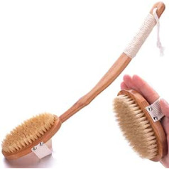 Lmeil Dry Bath Body Brush Long Handled Body Brush Natural Bristle Body Massager for Exfoliating Detox Cellulite Blood Circulation