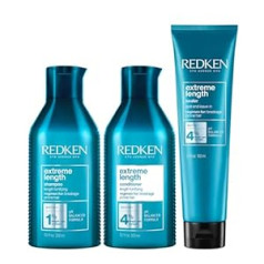 Redken Extreme Length šampūns 300 ml, kondicionieris 300 ml un hermētiķis 150 ml iepakojumā