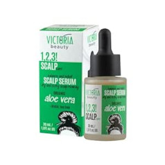 Victoria Beauty - galvas ādas serums sausai galvas ādai ar organisko alveju, ļoti koncentrētu galvas ādas serumu ar tējas koka eļļu un biotīnu, mazina niezi un intensīvi mitrina, 30 ml