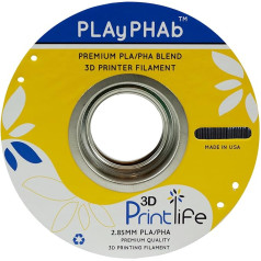 3D Printlife PLAyPHAb 2.85mm Black PLA/PHA Blend 3D Printer Filament, 2.85 mm Diameter, Dimensional Accuracy < +/- 0.05 mm, Black