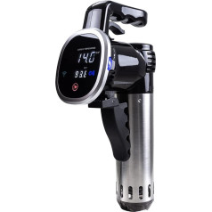 Heidenfeld Sous Vide Garer HF-SV300 – 4 gadu garāža uz Sous Vide stick — lietotņu vadība — 1000 vati – 7–8 litri minūtē – 2800 apgr./min. – 14,4 cm iegremdēšanas dziļums (sudraba melns)