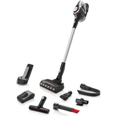 Bosch Unlimited Gen2 Series 8 BSS82SIL1 Cordless Vacuum Cleaner, Bagless, up to 45 Minutes Running Time, Replaceable Battery, Quick Charger, LED Lighting, XXL Upholstery Nozzle, Crevice Tool, All