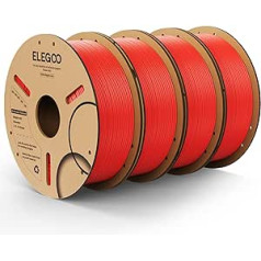 ELEGOO Filament PLA+ 1,75 mm, PLA plus 3D printera kvēldiegs, izmēru precizitāte +/- 0,02 mm, saderīgs ar FDM printeri, 4 kg, (1 kg/spole), sarkans