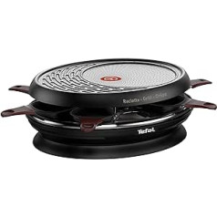 Tefal RE3200 Store'In Raclette | 1050 vati | Raclette, grils un kreps | 8 pannas | Uzglabāšana ierīcē | Nepiedegošs pārklājums | Drošs trauku mazgājamajā mašīnā | Melns